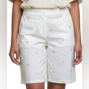 Talbots Embroidered Lemon Bermuda Chino Shorts